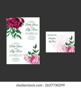 JUST MARRIED card, wedding invitation card, on a white background pink flowers close up.