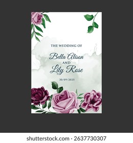 JUST MARRIED card, wedding invitation card, on a white background pink flowers close up.