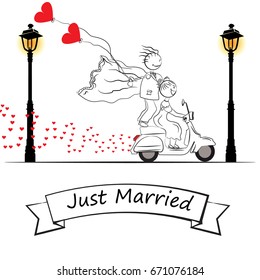 just married cartoon