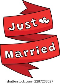 Just Married Cartoon Colored Clipart Illustration 