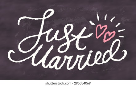 Just Married. Chalkboard Sign.