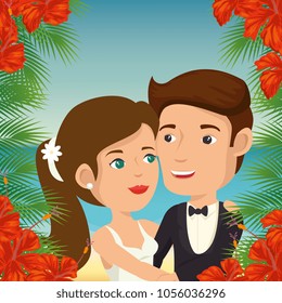 just married couple in the beach