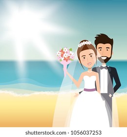 just married couple in the beach
