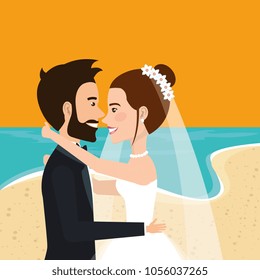just married couple in the beach