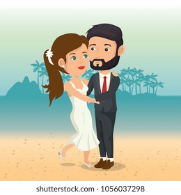 just married couple in the beach