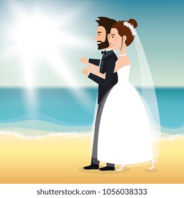 just married couple in the beach