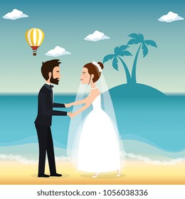 just married couple in the beach