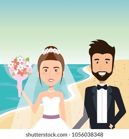 just married couple in the beach