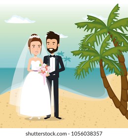 just married couple in the beach