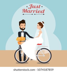 just married couple in bicycle avatars characters