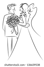 just married couple cartoon vector