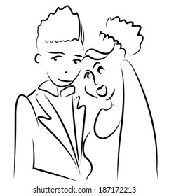 just married couple cartoon vector 
