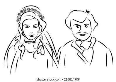 just married couple cartoon vector 