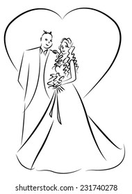 just married couple cartoon vector 