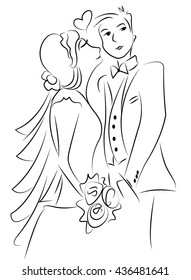 just married couple cartoon vector 