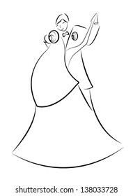 just married couple dancing, cartoon vector