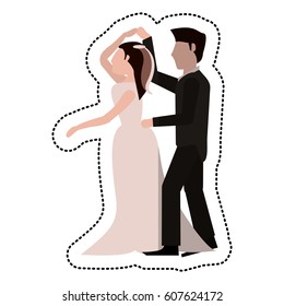 just married couple dancing together