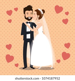 just married couple with hearts avatars characters
