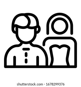 Just married couple icon. Outline just married couple vector icon for web design isolated on white background