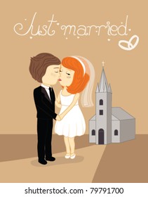 just married couple, kissing