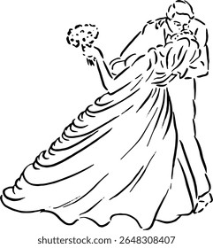 Apenas Casado Casal Beijando ilustração para casamento impressões