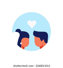 Just married couple. Newlyweds. Bride and groom with heart. Vector illustration.