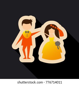 just married couple with ribbon