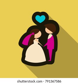just married couple with ribbon
