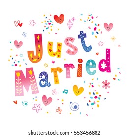 Just Married Decorative Unique Lettering Stock Vector (Royalty Free ...