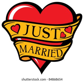 Just married design with heart