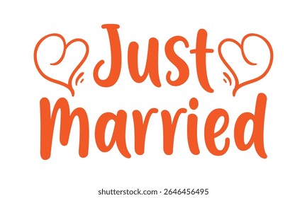 Casou-Se. Tipografia elegante para o seu casamento e projetos de eventos. Caligrafia moderna e letras à mão. Pode ser impresso em cartões comemorativos, papel e desenhos têxteis