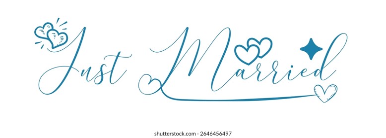 Casou-Se. Tipografia elegante para o seu casamento e projetos de eventos. Caligrafia moderna e letras à mão. Pode ser impresso em cartões comemorativos, papel e desenhos têxteis