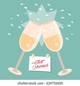 just married glass cups celebration