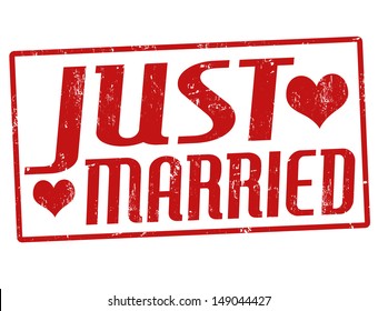 Just married grunge rubber stamp, vector illustration