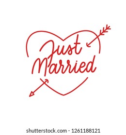 Just married Hand Drawing Vector Lettering design.