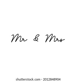 Just Married - Hand Drawn Lettering for wedding invitations and wedding cards. Mr and Mrs quote lettering phrase. Calligraphy for couples. Thanks! Thank you!
