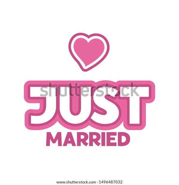 Just Married Hand Drawn Quote Wedding Stock Vector Royalty Free