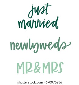 Just Married Hand lettered Vector Set