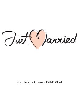 just married hand lettering calligraphy headline