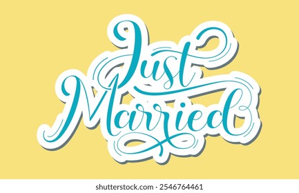 Just Married hand lettering phrase. Vector brush calligraphy text design