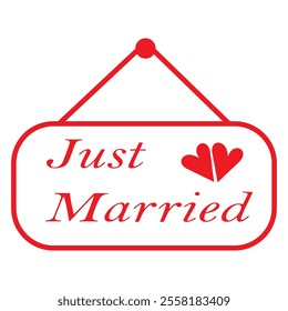 Just Married hand lettering phrase. Vector brush calligraphy text design isolated on white background. design eps 10