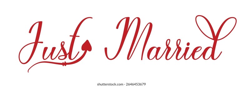 Casou com uma mão com uma frase. Design de texto de caligrafia de pincel vetorial isolado no plano de fundo branco.