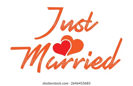 Casou com uma mão com uma frase. Design de texto de caligrafia de pincel vetorial isolado no plano de fundo branco.