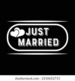 Just Married hand lettering typography on black background eps 10.