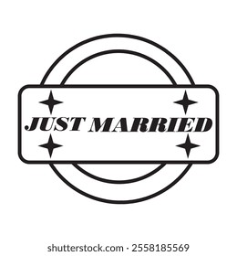 JUST MARRIED hand lettering, vector illustration. Hand drawn lettering card background. design eps 10