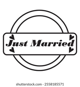 JUST MARRIED hand lettering, vector illustration. Hand drawn lettering card background. design eps 10