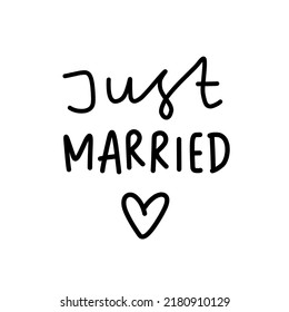 Just Married Handwriting Logo Isolated in White