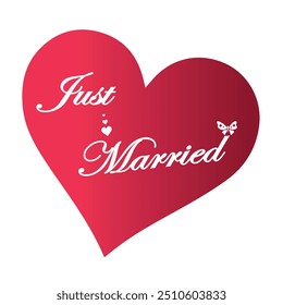 Just Married with heart hand drawn calligraphy inscription design eps 10