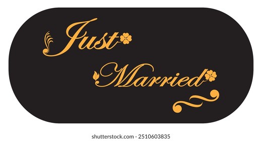 Just Married with heart hand drawn calligraphy inscription design eps 10