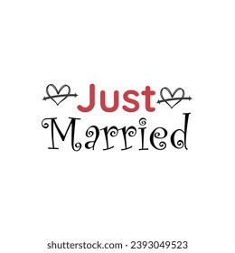 just married with heart vector file for t shirt and banner design